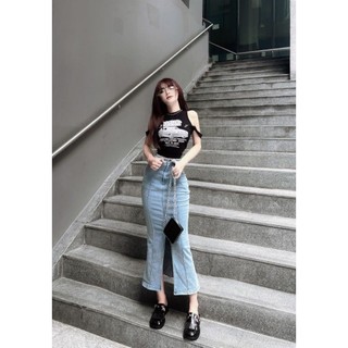 Set áo 3 lỗ chân váy jean đuôi cá