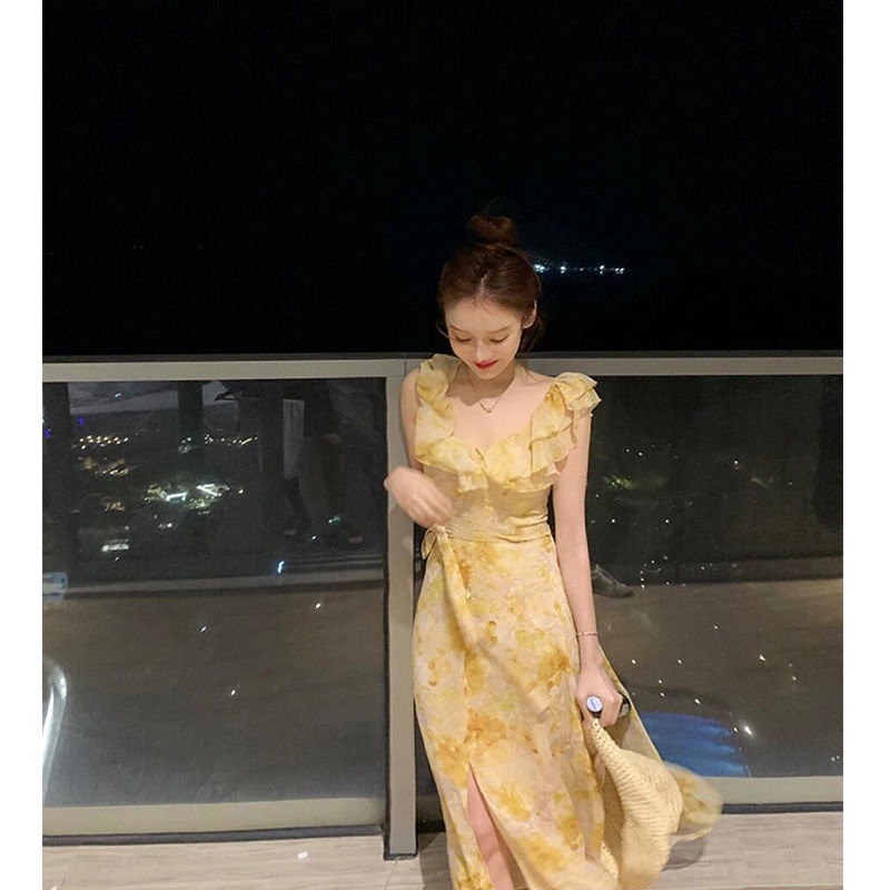 Đầm Hoa Ngắn Tay Nhấn Eo Thời Trang Dành Cho Nữ