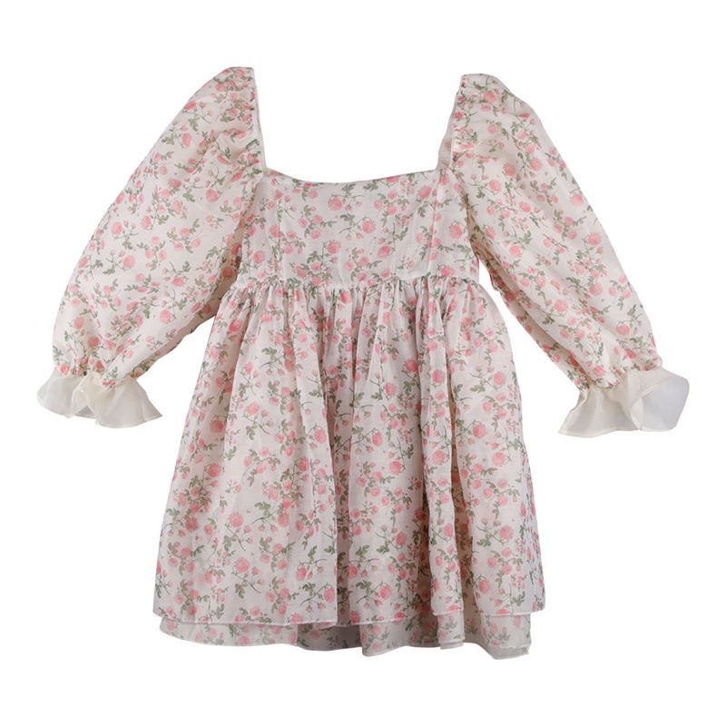 Đầm Tay Phồng Cổ Vuông Họa Tiết Hoa Phong Cách Mori Pháp Thời Trang Mùa Hè Xinh Xắn Cho Nữ