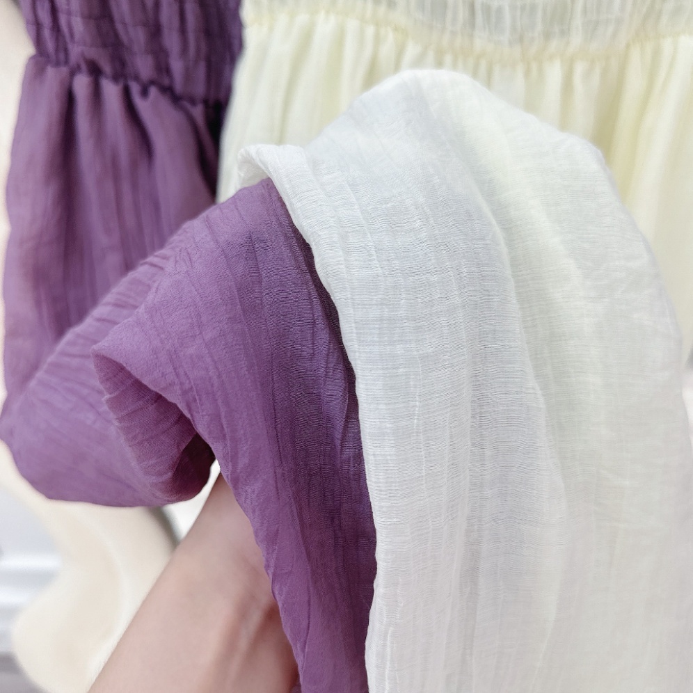 Váy Maxi Trễ Vai Chun Ngực, Vải Đũi Tơ Sọc Nhăn Cao Cấp, Lo Trùng Màu, Lot Cả Tay