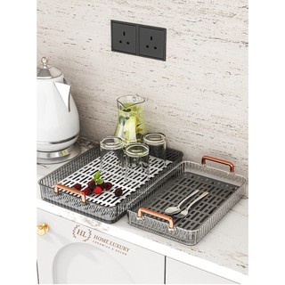 Khay úp ly cốc 2 Lớp | Khay bê đồ thành cao có tay cầm bằng nhựa  PET 2 lớp có lỗ thải nước siêu bền Decor