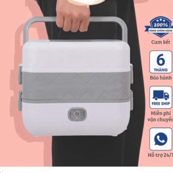 Hộp cơm cắm điện 2 tầng 4 ngăn inox giữ nhiệt hâm đóng và tự nấu chín thức ăn, Hộp cơm giữ nhiệt