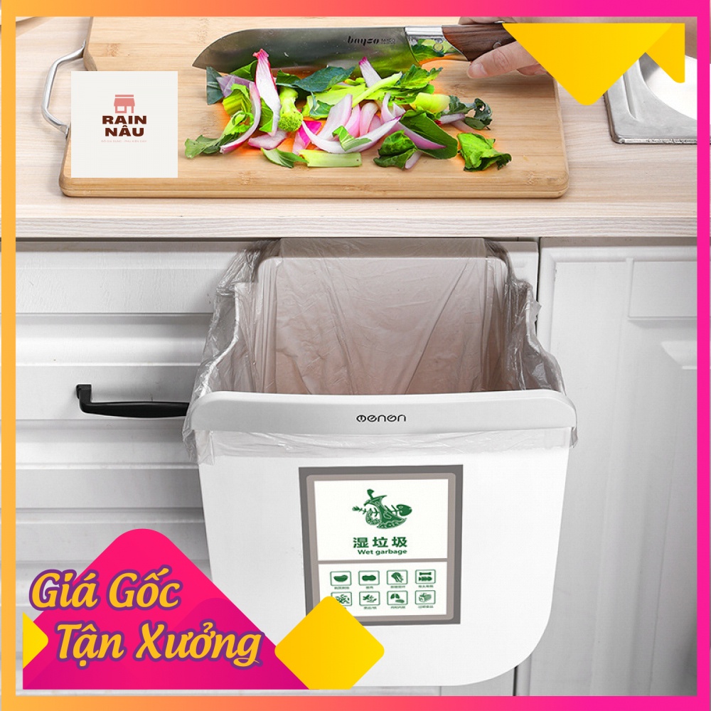 Thùng rác treo tủ bếp, treo tường 9L nắp đậy thông minh đậy kín bằng nhựa PP cao cấp