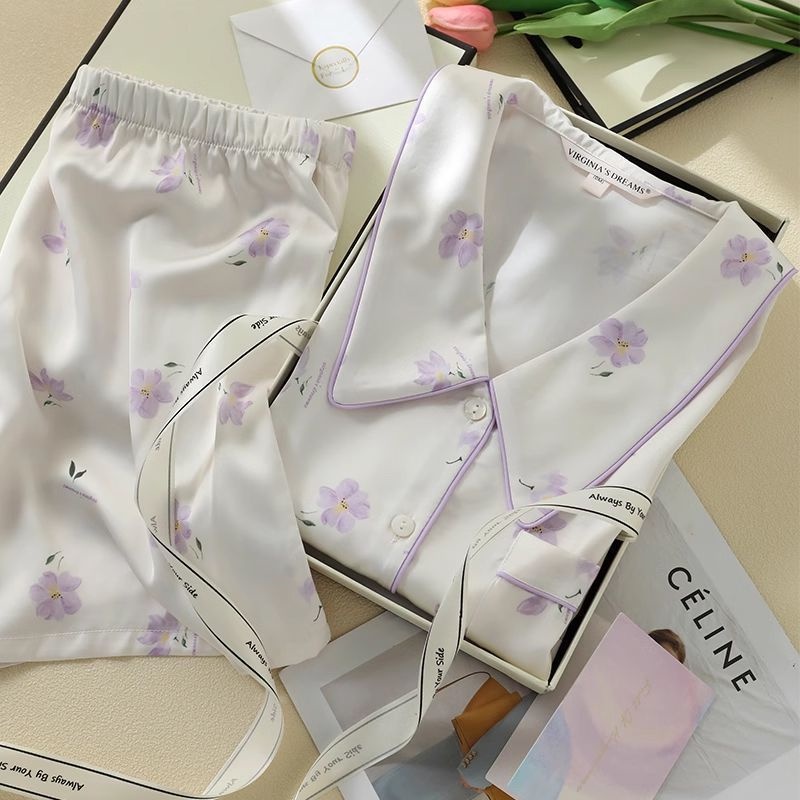 Bộ Đồ Ngủ Tay Ngắn Chất Lụa Lạnh Mỏng Thời Trang Mùa Hè Hàn Quốc 2023 Cho Nữ