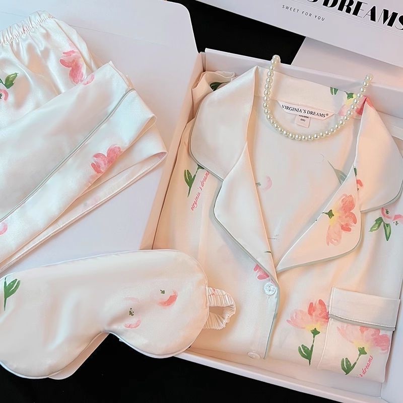 Bộ Đồ Ngủ Tay Ngắn Chất Lụa Lạnh Mỏng Thời Trang Mùa Hè Hàn Quốc 2023 Cho Nữ