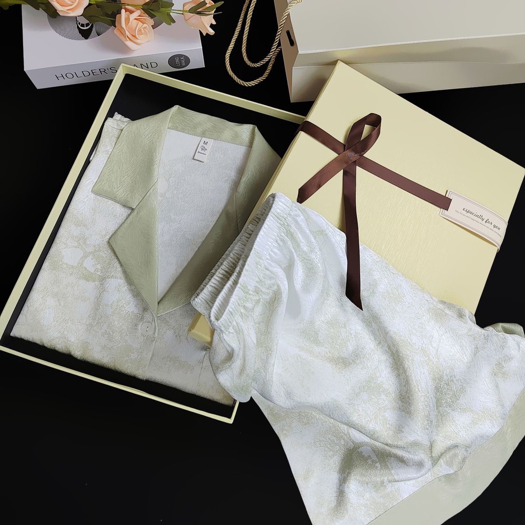 Bộ Đồ Ngủ Tay Ngắn Chất Lụa Lạnh Mỏng Thời Trang Mùa Hè Hàn Quốc 2023 Cho Nữ