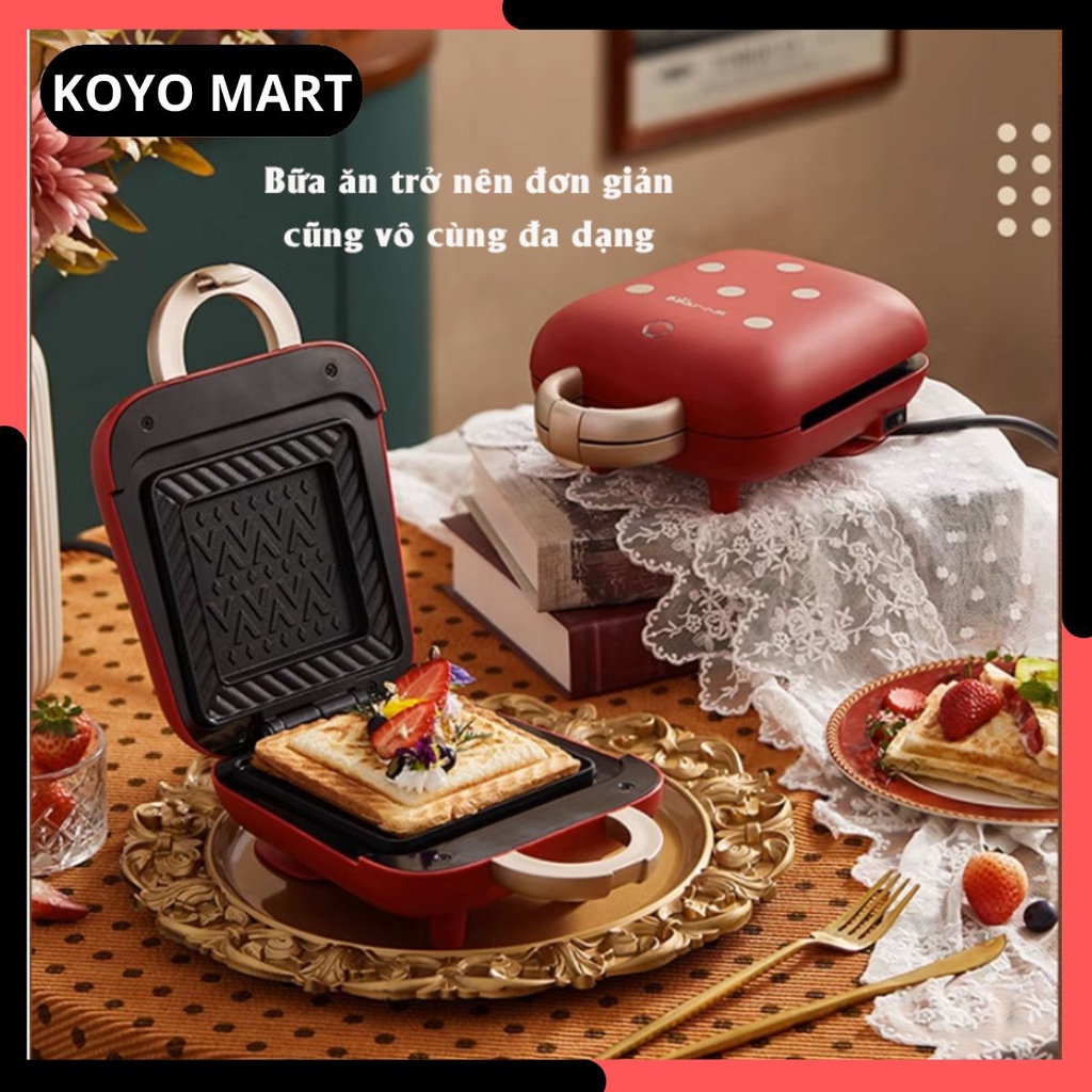 Máy nướng bánh mì Sandwich Bear SMZ-B05N1, máy làm bữa sáng, máy nướng bánh mì vuông