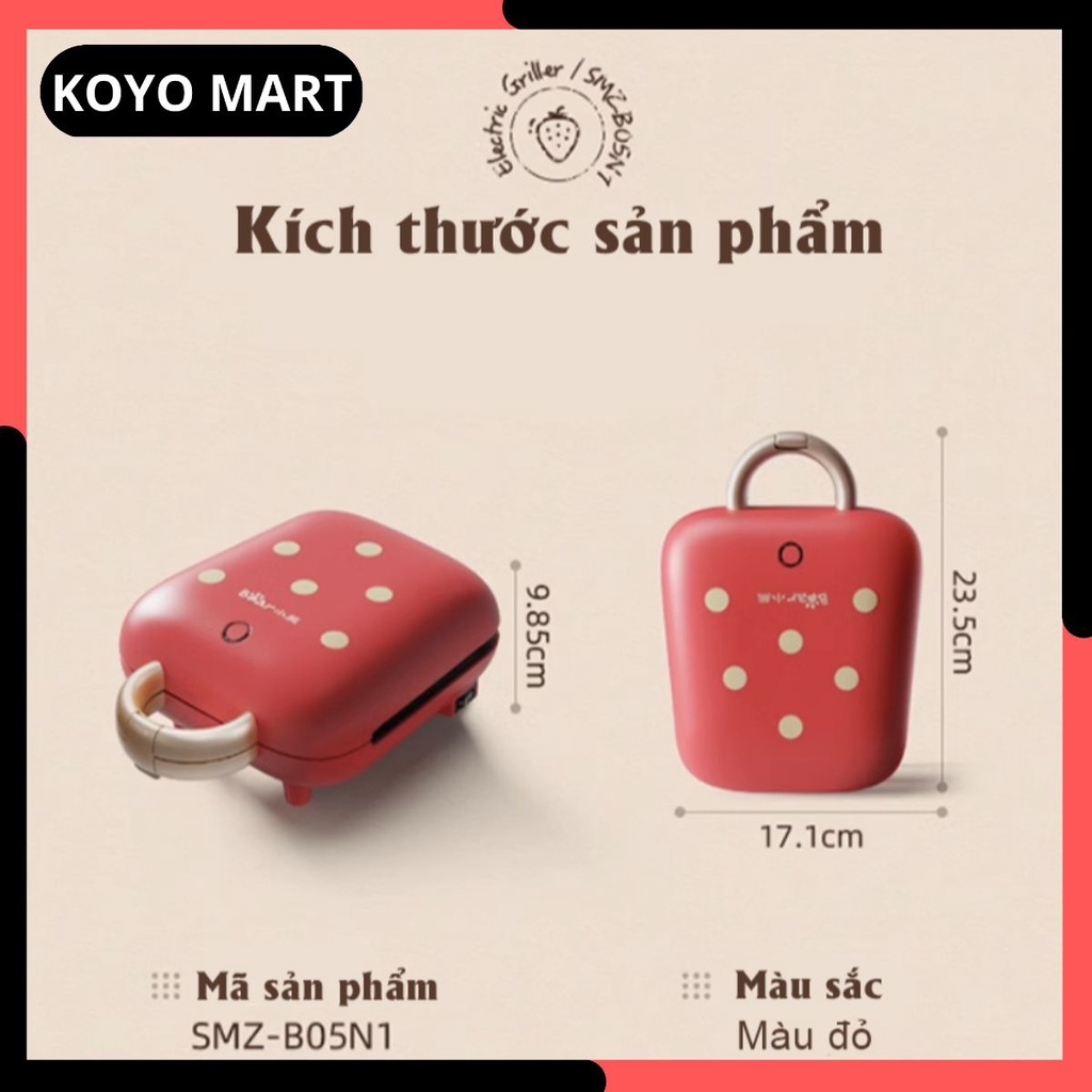 Máy nướng bánh mì Sandwich Bear SMZ-B05N1, máy làm bữa sáng, máy nướng bánh mì vuông