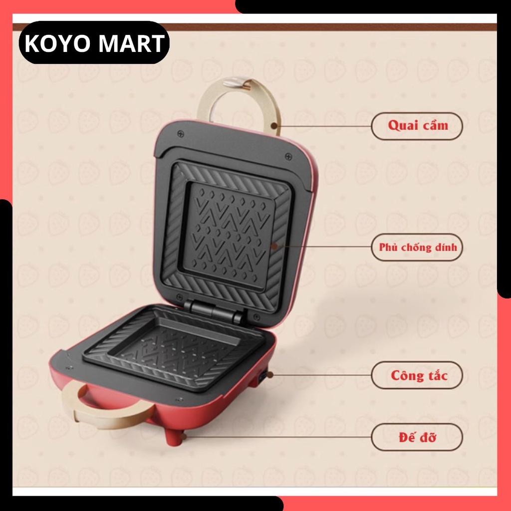 Máy nướng bánh mì Sandwich Bear SMZ-B05N1, máy làm bữa sáng, máy nướng bánh mì vuông