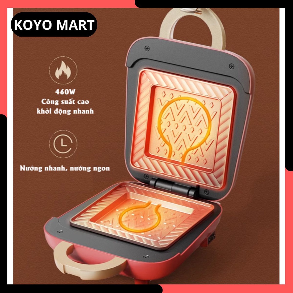 Máy nướng bánh mì Sandwich Bear SMZ-B05N1, máy làm bữa sáng, máy nướng bánh mì vuông