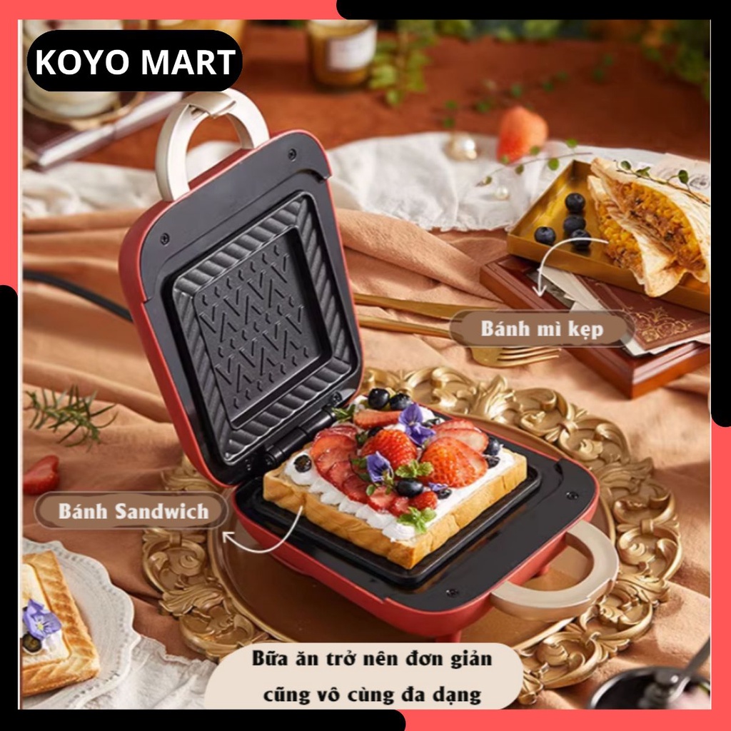 Máy nướng bánh mì Sandwich Bear SMZ-B05N1, máy làm bữa sáng, máy nướng bánh mì vuông