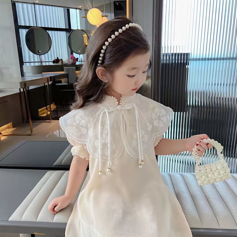 △Đầm Sườn Xám Tay Ngắn Phong Cách Trung Hoa Mới 2023 Cho Bé Gái