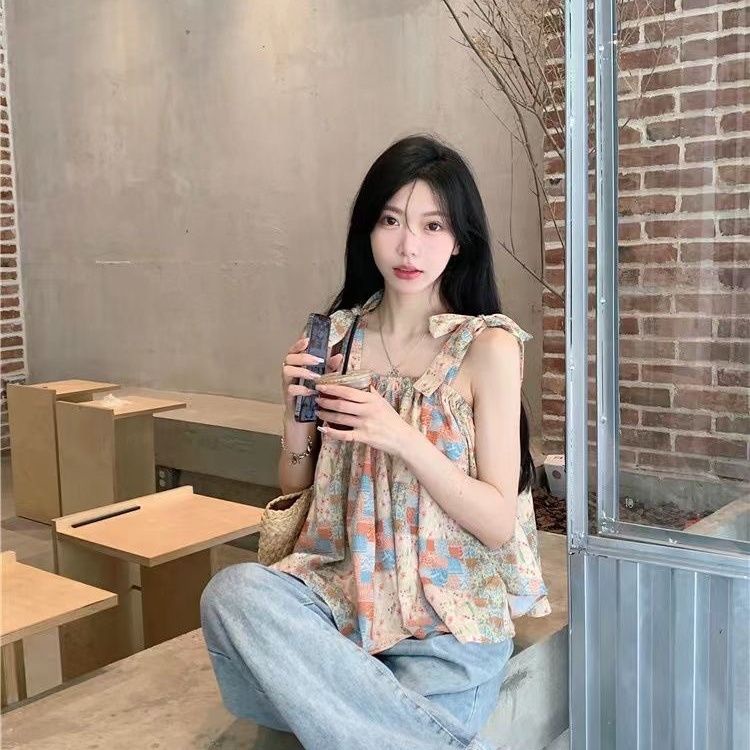 Áo Ngắn Không Tay Dáng Rộng In Họa Tiết Thời Trang Mùa Hè 2023