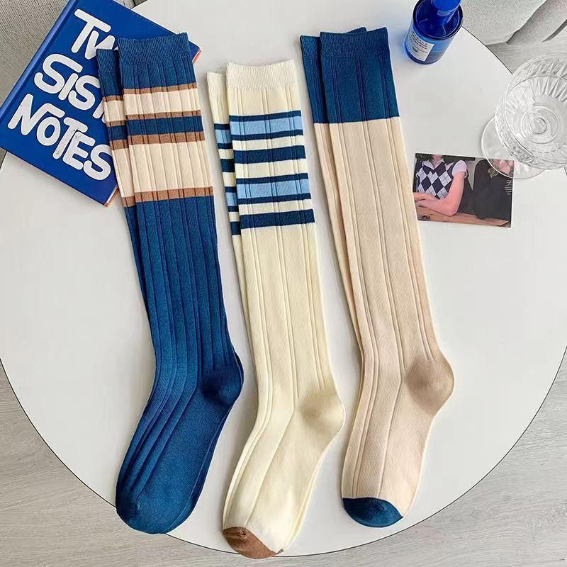 Jiashucheng Vớ Lửng Mỏng Kẻ Sọc Nhiều Màu Sắc Tương Phản Thoáng Khí Thoải Mái Thời Trang Xuân Hè Cho Nữ