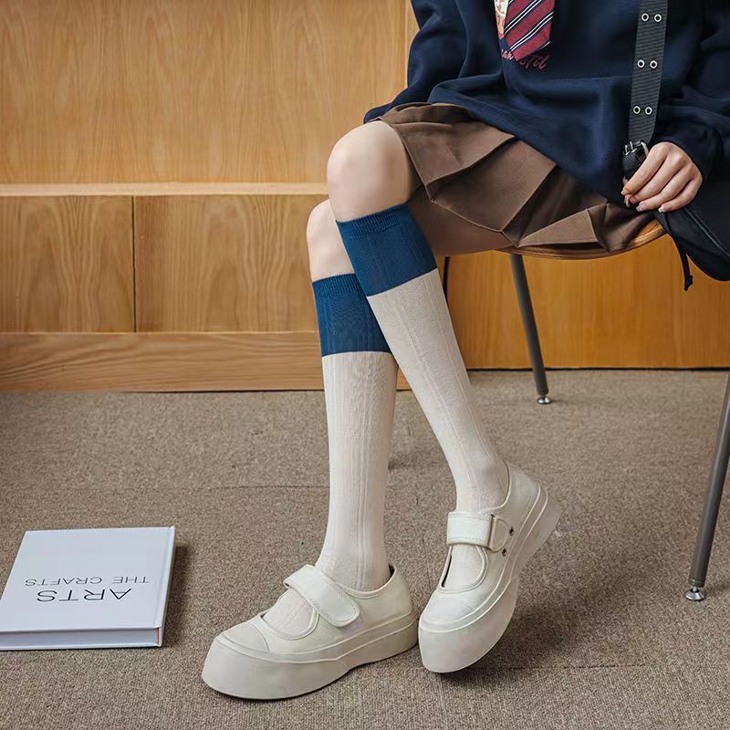 Jiashucheng Vớ Lửng Mỏng Kẻ Sọc Nhiều Màu Sắc Tương Phản Thoáng Khí Thoải Mái Thời Trang Xuân Hè Cho Nữ