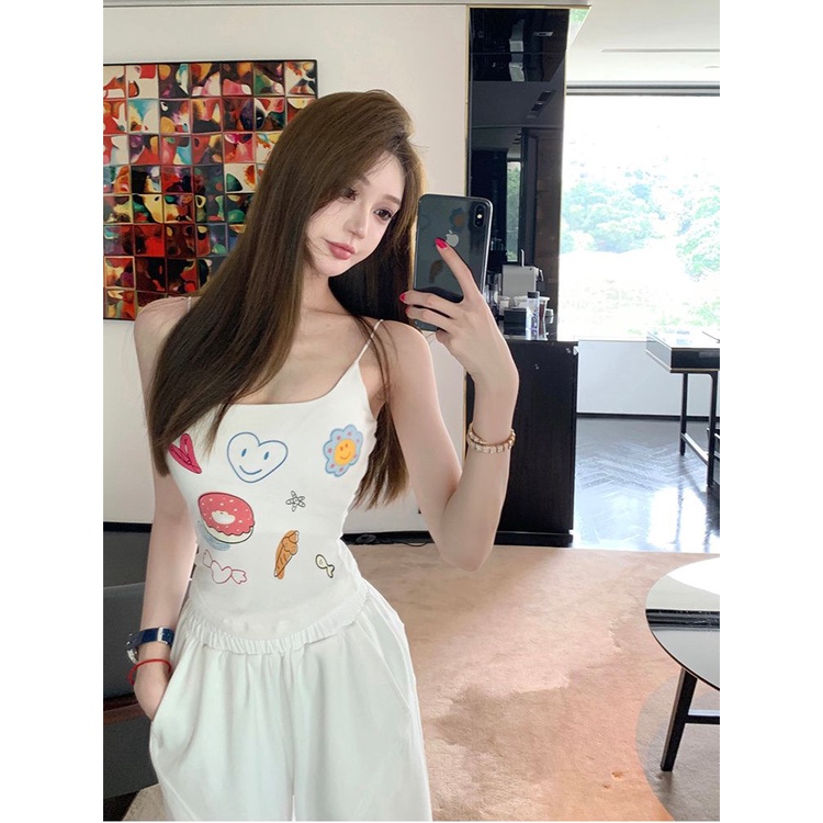 Jiashucheng Áo Ống Ôm Ngắn In Họa Tiết Phong Cách Spicy Ngọt Ngào Thời Trang Mùa Hè Cho Nữ