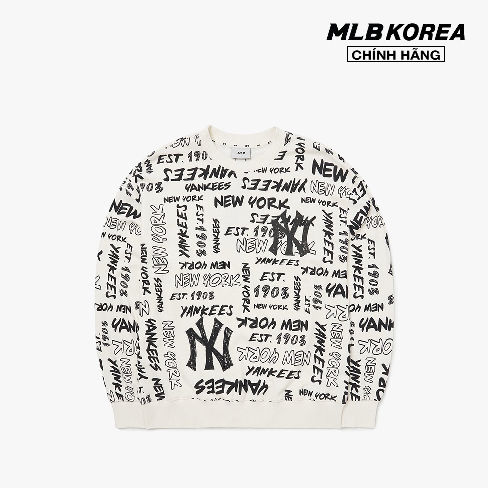 MLB - Áo sweatshirt tay dài cổ tròn Grafitti Allover Mega Overfit 3AMTZ0124-50IVS