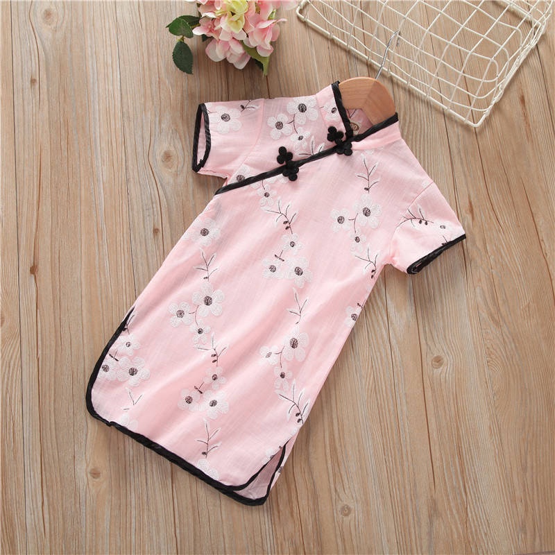 Sườn Xám Cách Tân Chất Liệu Cotton Thời Trang Mùa Hè 2020 Cho Bé Gái