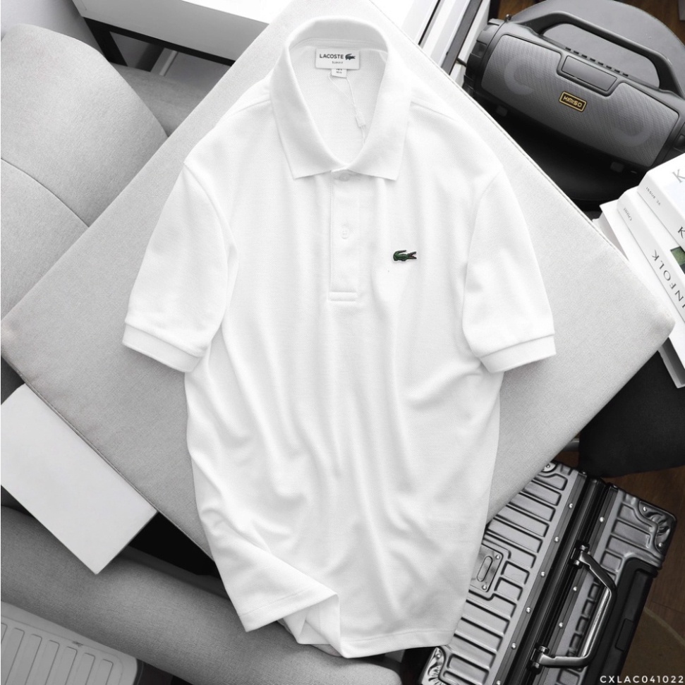 Áo Thun Nam Form Slimfit POLO LACOSTE GOLF TRƠN khuy màu nhám xịn Logo Xanh thêu dáng dài cực đẹp