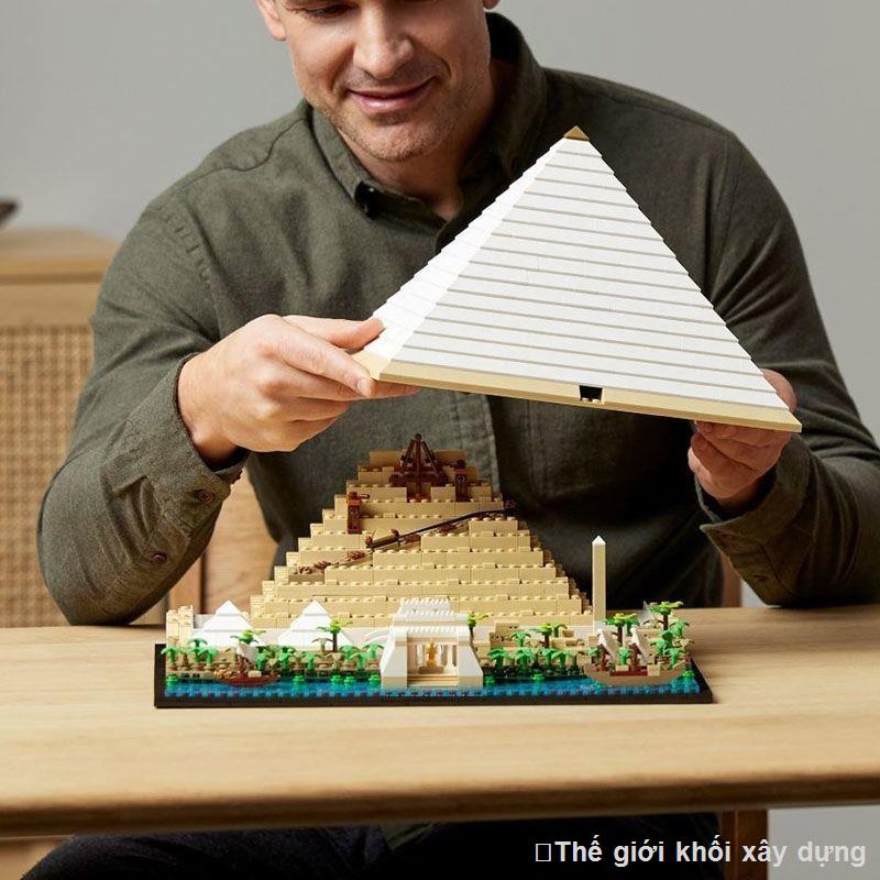 Tương thích với Lego Ai Cập Kim tự tháp Khufu Retro Street View Tòa nhà nổi tiếng thế giới Đồ chơi khối xây dựng quá khổ