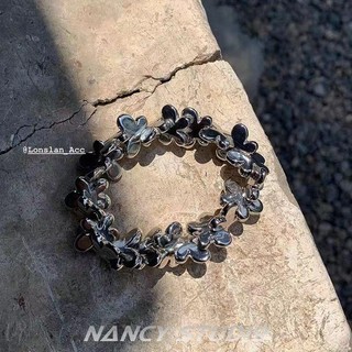 Vòng tay / nhẫn / lắc chân co giãn màu bạc thiết kế hình bướm