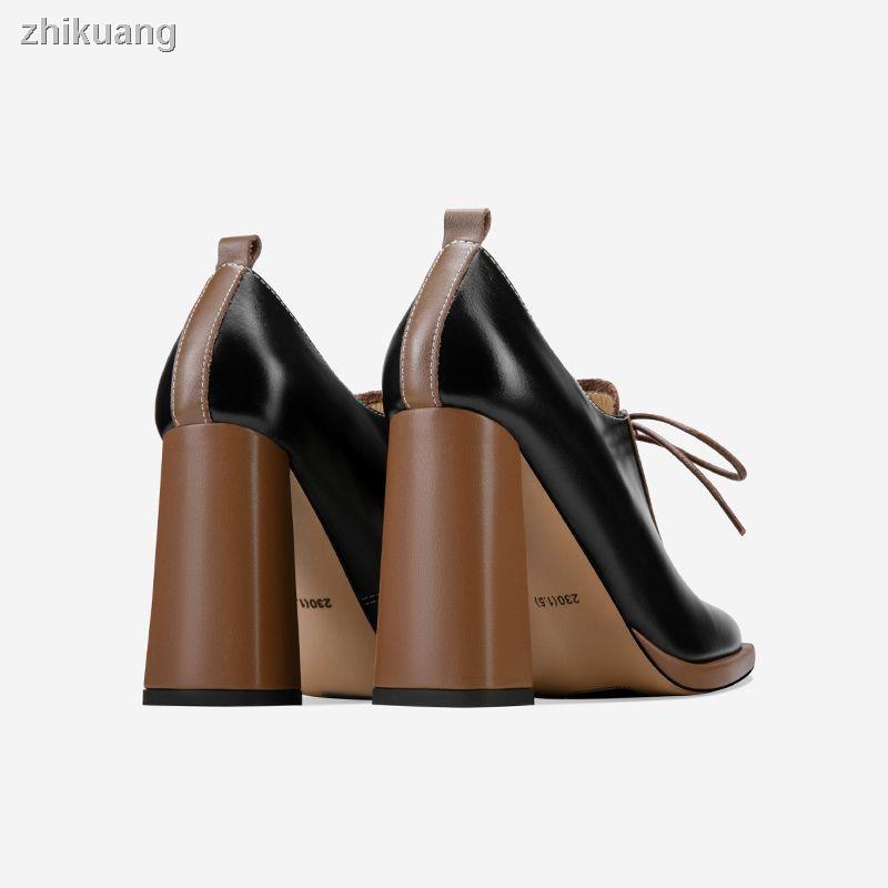 Giày Da Mềm Mũi Vuông Phong Cách Anh Quốc Thời Trang Mùa Xuân 2023