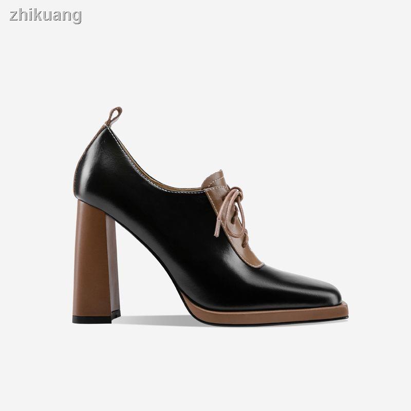 Giày Da Mềm Mũi Vuông Phong Cách Anh Quốc Thời Trang Mùa Xuân 2023
