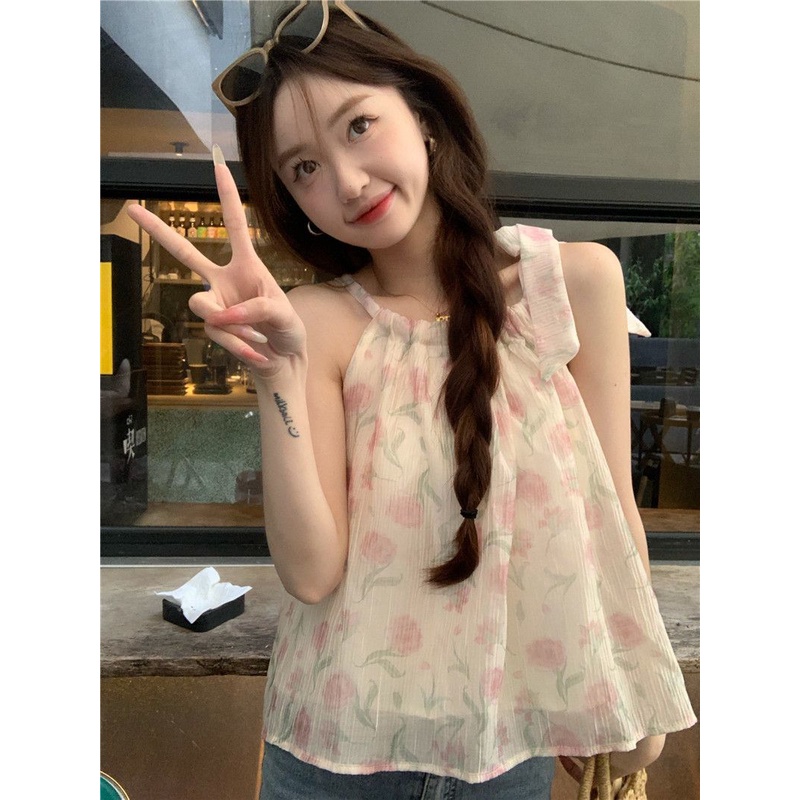 Jiashucheng Áo Hai Dây Thắt Nơ Phong Cách Phương Tây Thời Trang Mùa Hè Mới Cho Nữ