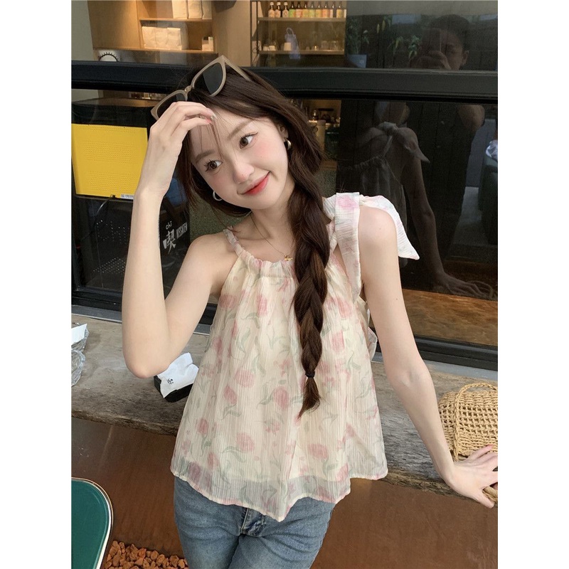 Jiashucheng Áo Hai Dây Thắt Nơ Phong Cách Phương Tây Thời Trang Mùa Hè Mới Cho Nữ