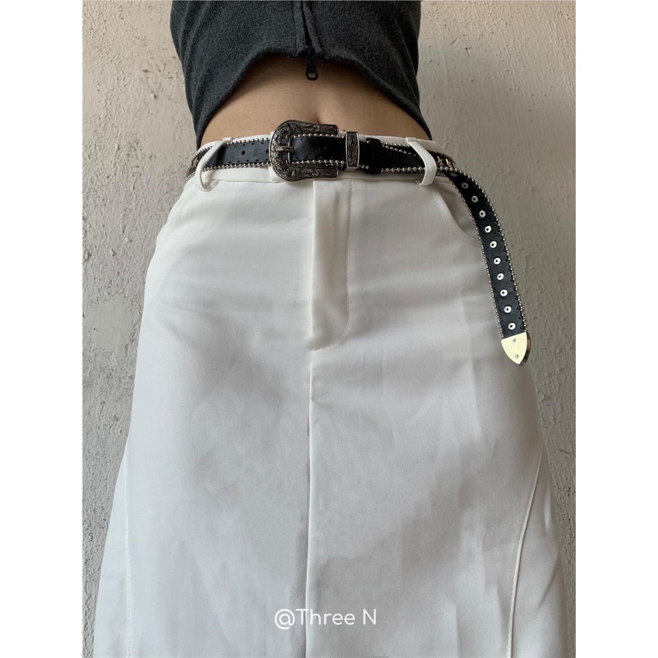 Thắt Lưng Khóa Chạm Khắc Ngôi Sao Phong Cách Punk Cổ Điển Thời Trang Cho Nam Và Nữ