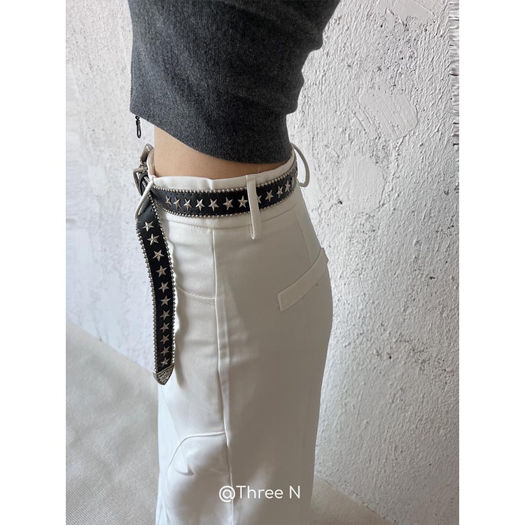 Thắt Lưng Khóa Chạm Khắc Ngôi Sao Phong Cách Punk Cổ Điển Thời Trang Cho Nam Và Nữ