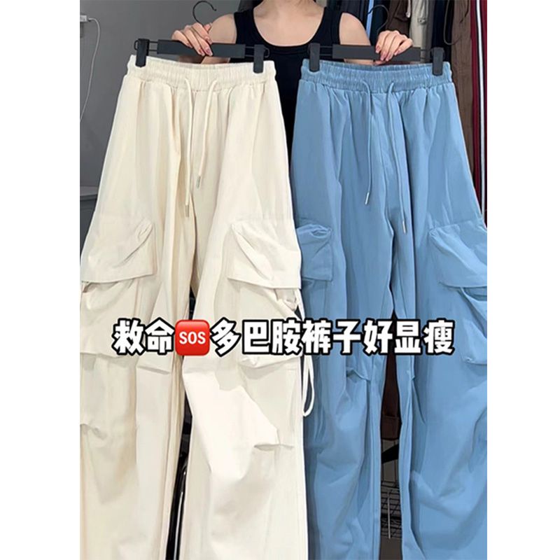 Jiashucheng Quần Yếm Ống Rộng Phong Cách Hip Hop Đường Phố Mỹ Retro Thời Trang Mùa Hè Dành Cho Nữ