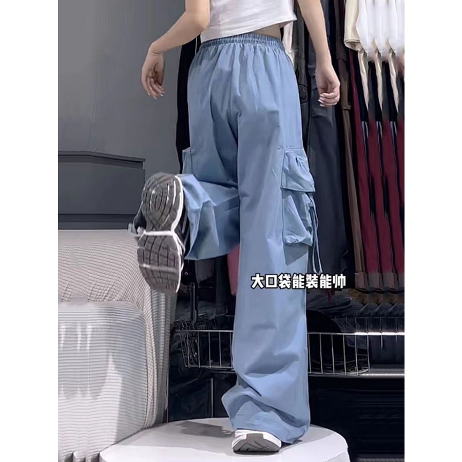 Jiashucheng Quần Yếm Ống Rộng Phong Cách Hip Hop Đường Phố Mỹ Retro Thời Trang Mùa Hè Dành Cho Nữ