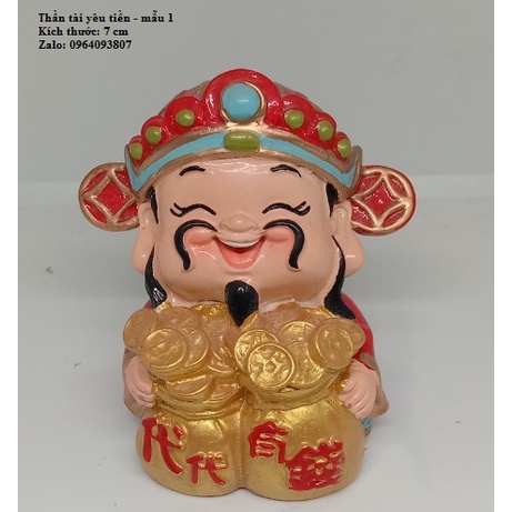 Tượng thần tài ôm túi vàng to - FREESHIP - Tượng thần tài bóng cao cấp trang trí phong thủy 7 cm