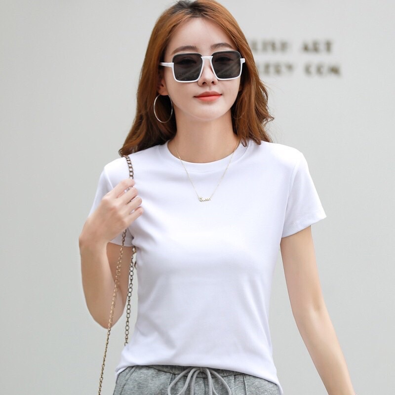 Áo thun nữ trơn cổ tròn tay ngắn dáng suông Simple cao cấp, áo cotton basic chất vải đẹp Z.R