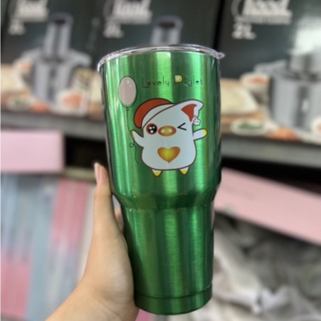 Ly Giữ Nhiệt Thái Lan 900ml Tặng Kèm Ống Hút Túi Đựng Có Quai Xách + Bộ Rữa Cọ