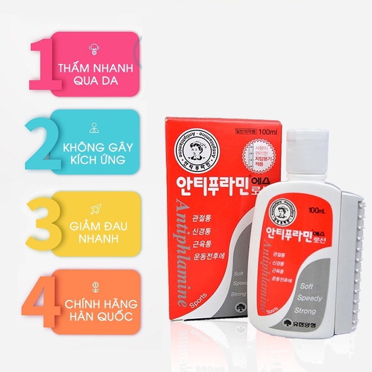 Dầu Nóng Xoa Bóp Hàn Quốc Antiphlamine 100ml giảm đau mỏi vai gáy, xương khớp, tê bì chân tay, vết bầm tím
