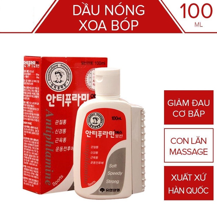 Dầu Nóng Xoa Bóp Hàn Quốc Antiphlamine 100ml giảm đau mỏi vai gáy, xương khớp, tê bì chân tay, vết bầm tím