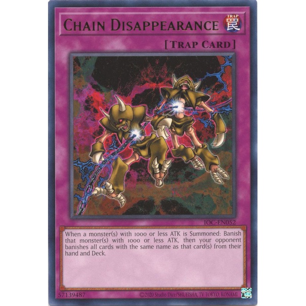 Thẻ Bài Yugioh Chain Disappearance - IOC-EN052 - Rare Unlimited (25th Reprint)