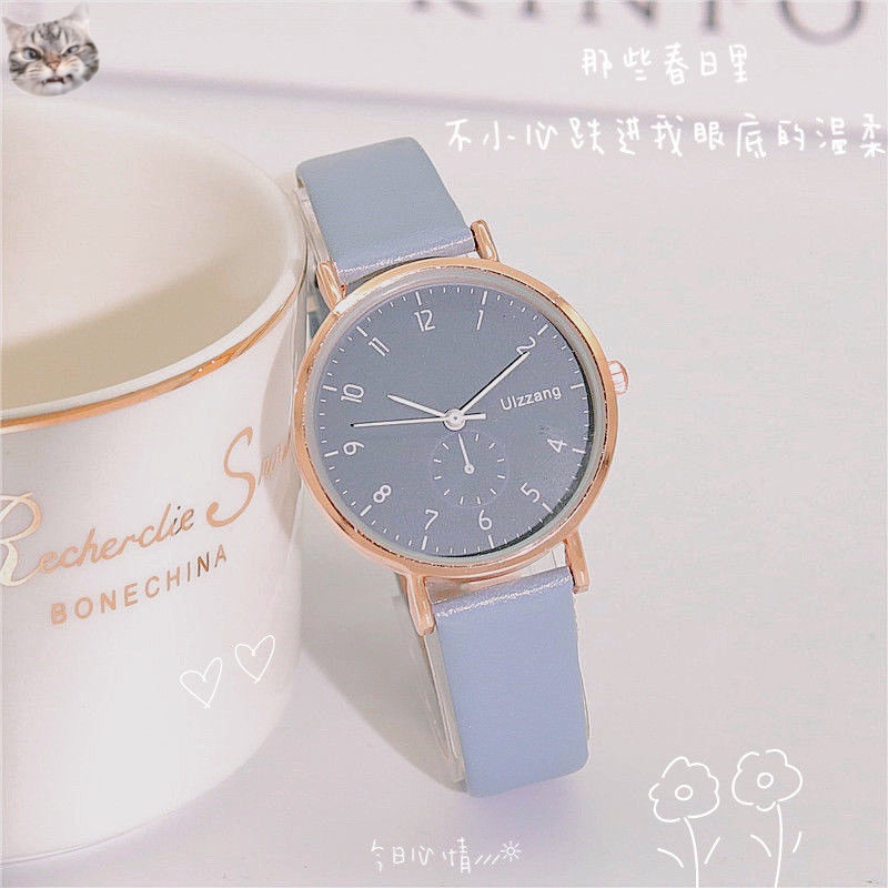 Đồng Hồ Đeo Tay Màu Trắng Xanh Dương Phong Cách Preppy Mori Đơn Giản Dành Cho Nữ Sinh Trung Học