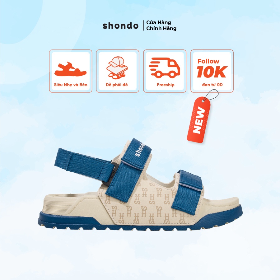 Giày Sandal Nam Nữ Shondo Êm Chân, Bền Platy 2 Be Phối Xanh Dương PLA2323