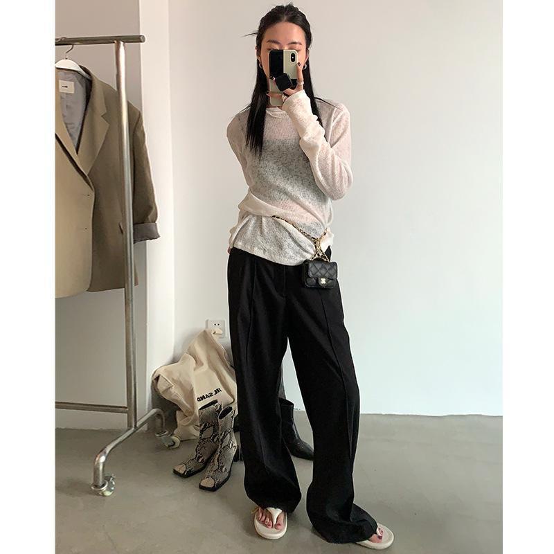 Áo Thun Mỏng Cổ Tròn Tay Dài Trong Suốt Họa Tiết Chấm Bi Và Hoa Thời Trang Mùa Hè 2023 Cho Nữ