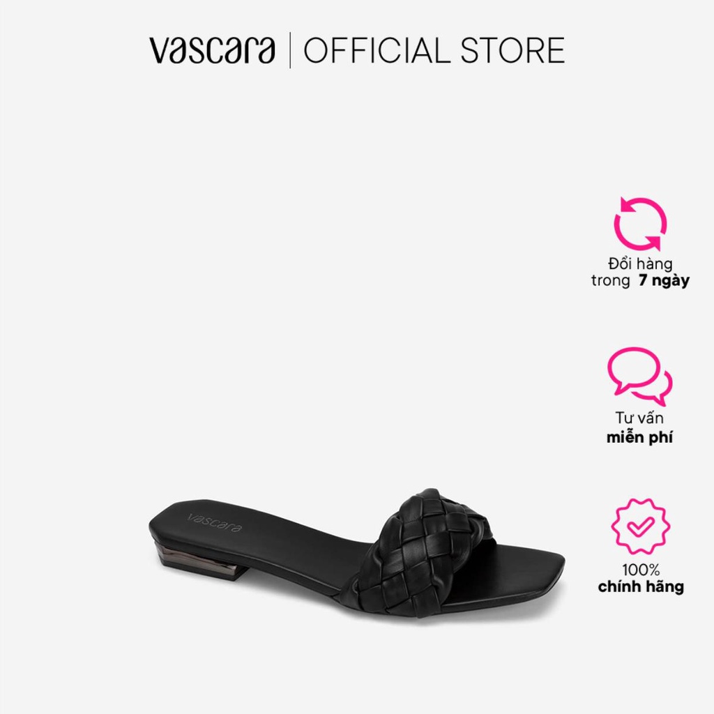Vascara Dép Quai Đan Kết Hợp Gót Si Hiệu Ứng Nhôm - DXP 0190