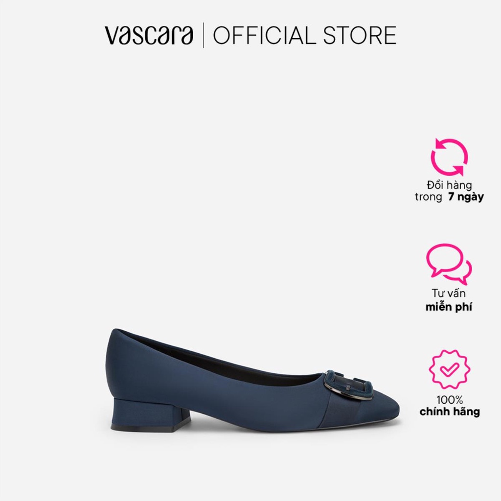 Vascara Giày Bít Mũi Tròn Satin Phối Khóa - BMN 0550