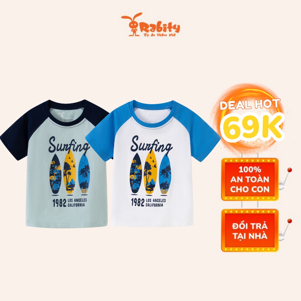 Áo thun ngắn tay bé trai Rabity in họa tiết ván trượt cùng cây dừa đậm chất mùa hè 93292