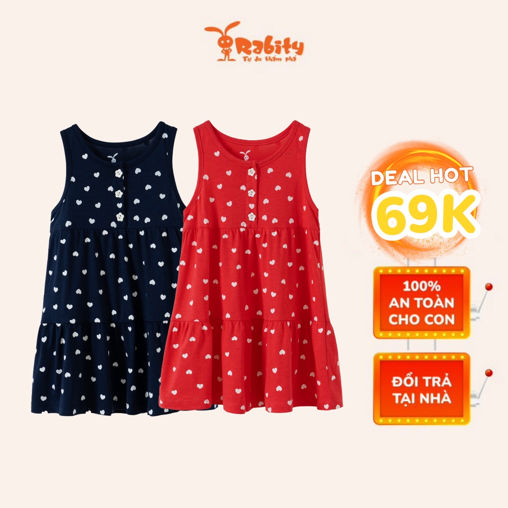 Váy thun sát nách bé gái Rabity váy chấm bi chất cotton siêu mềm mát thích hợp thời tiết mùa hè 93024