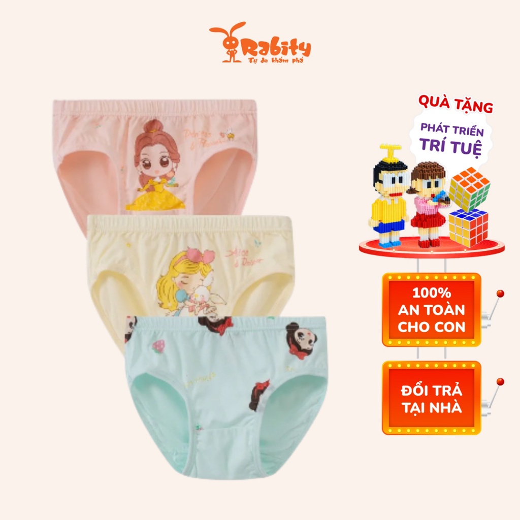 Set 3 quần lót bé gái Rabity quần chip trẻ em vải modal kháng khuẩn 3135