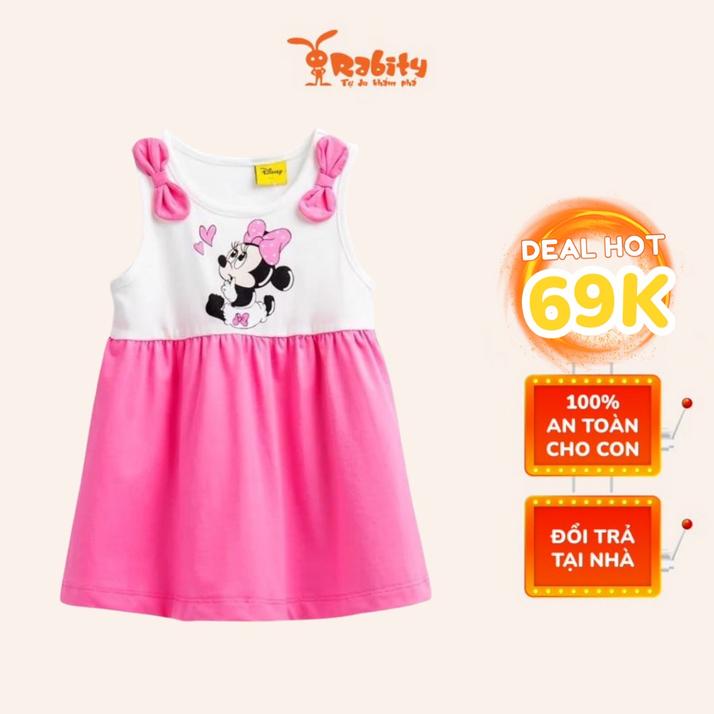 Váy bé gái ngắn tay Rabity họa tiết chuột mickey dễ thương 5608