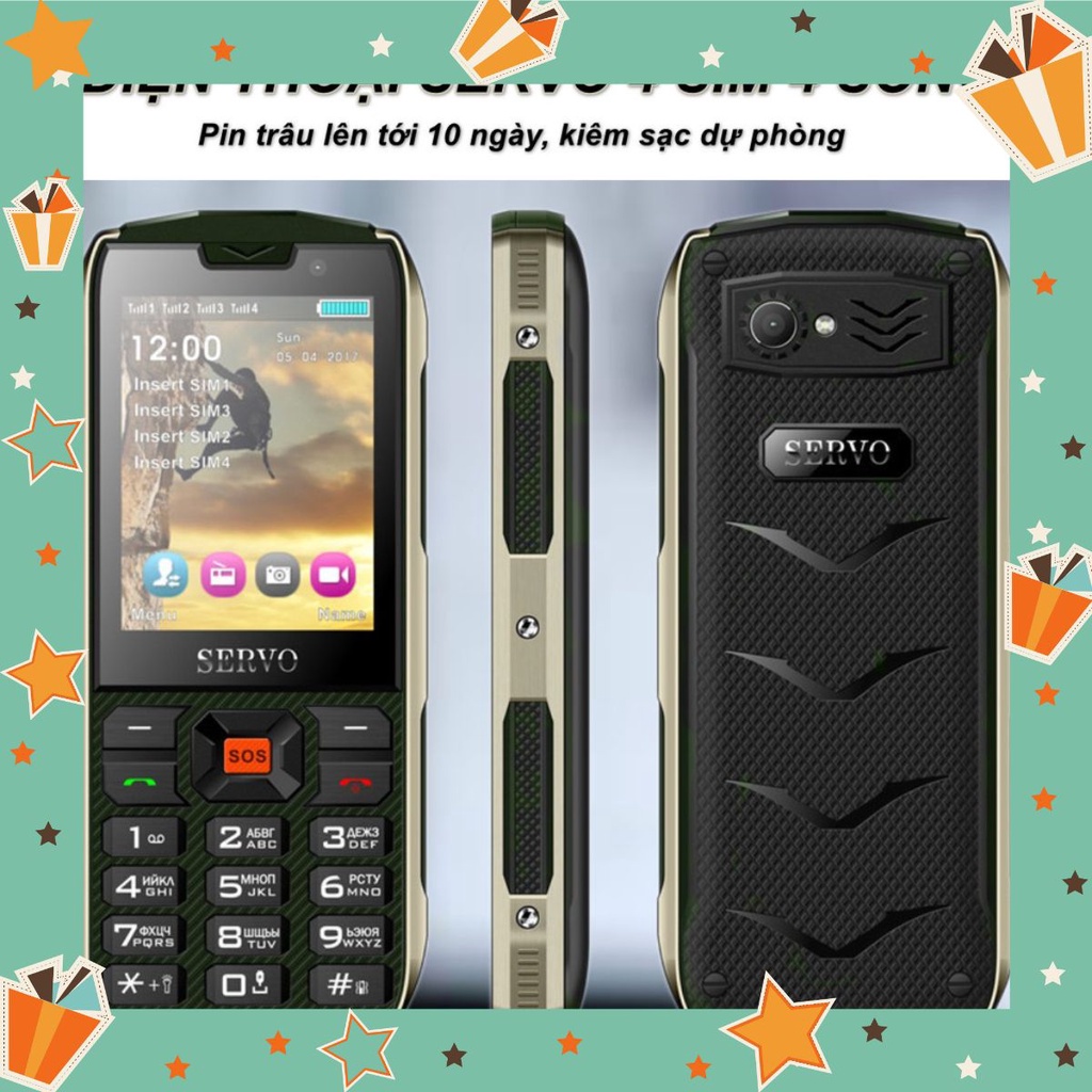 ĐIỆN THOẠI SERVO 4 SIM 4 SÓNG ( Black ) SHOPTRENDVN