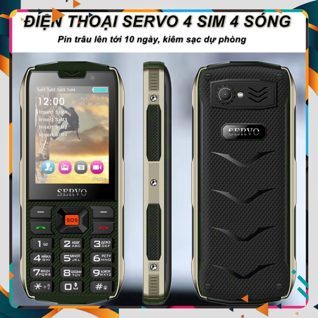 ĐIỆN THOẠI SERVO 4 SIM 4 SÓNG ( Black ) - EuroQuality